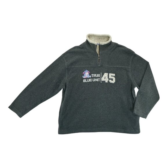 Disney Eeyore Womens Fleece Sweatshirt 1/4 Zip L‎ Gray Unit 45 Poly Blend - Picture 1 of 6